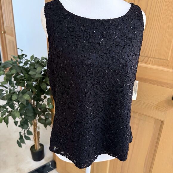 AMANDA SMITH Size 10 Tank Top Beaded Lace Black Cocktail Wedding Evening NWT - Picture 1 of 11
